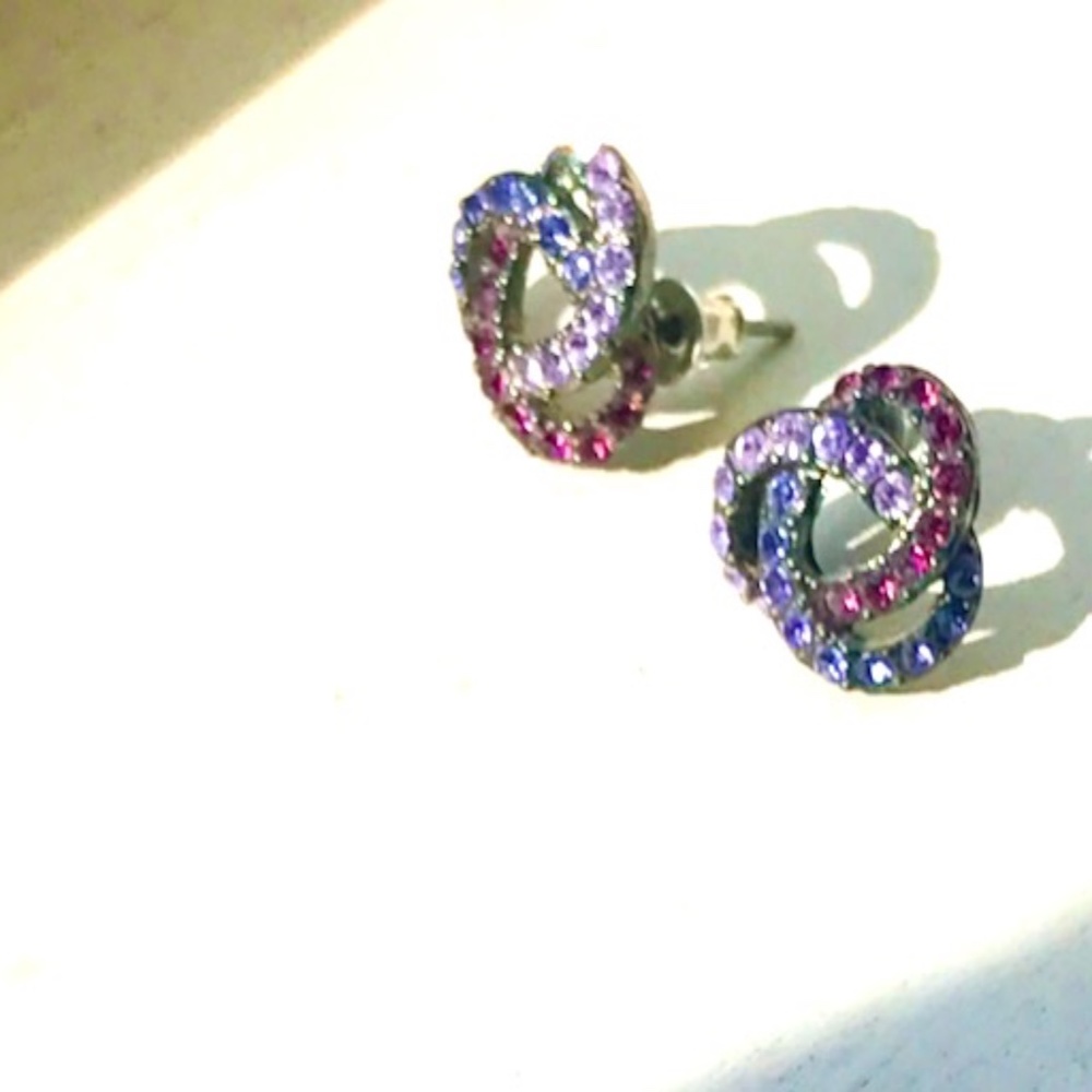 Plum Pink Sparkly Knot Earrings